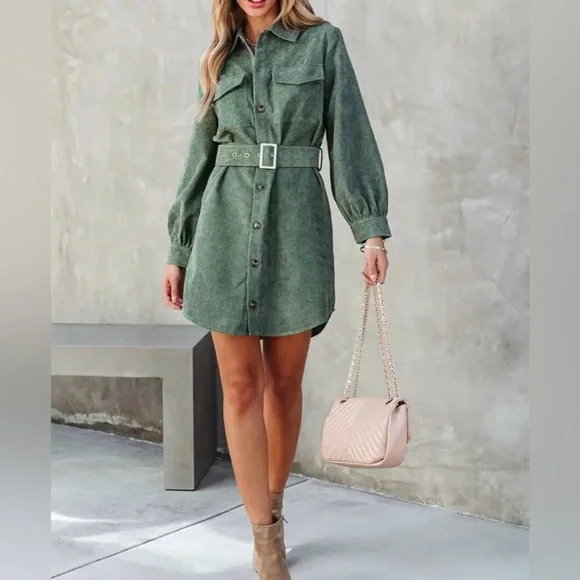 Dresses | Clover Green Corduroy Beltedwaist Buttonup Dress | Poshmark Dresses | Clover Green Corduroy Beltedwaist Buttonup Dress | Poshmark